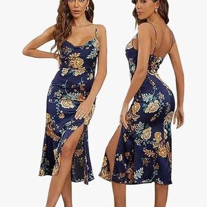 Vibrant Yellow and Green Sleeveless Slip Midi Dress